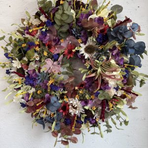 26" Summer Faux Wreath, Silk and Dried