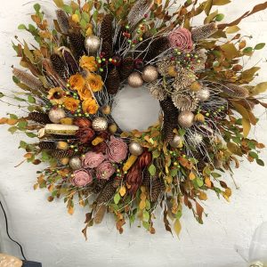 50" Faux Wreath, Silk and Dried (Pick up Only)