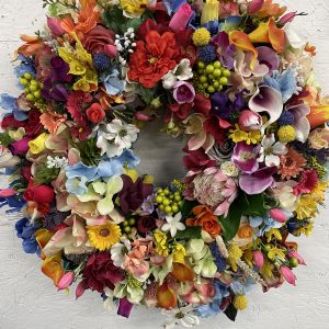 26" Summer Faux Wreath, Silk and Dried