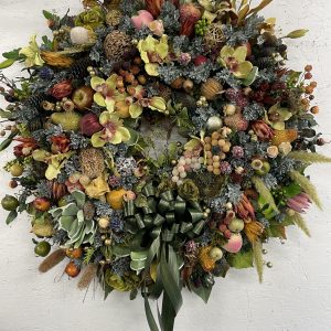 38" Faux Wreath, Silk and Dried (Pick up Only)