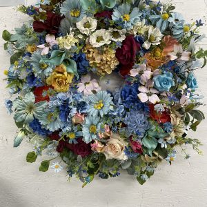 26" Summer Faux Wreath, Silk and Dried