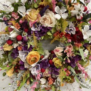 26" Summer Rose & Wildflower Faux Wreath